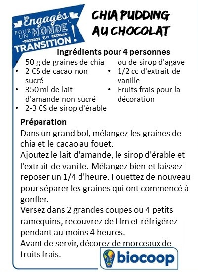 Pudding aux graines de chia (chocolat ici)